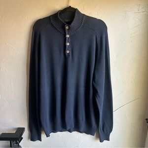 Luxury Cadini Made in Italy Men's Navy Blue Cotton Mock Neck Sweater Classic‎ XL